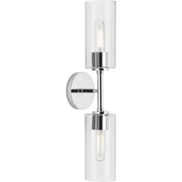 Progress Lighting Cofield 2-Light Wall Sconce - Clear Glass - 120V - Polished Chrome