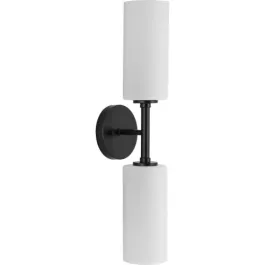 Progress Lighting Cofield 2-Light Wall Sconce - Frosted Glass - 120V - Matte Black