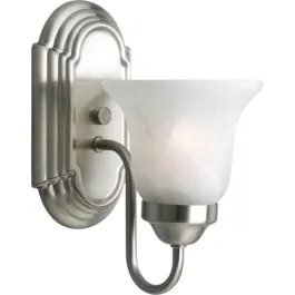 Progress Lighting Alabaster Glass 1-Light Bath Vanity Sconce - 120V - Brushed Nickel