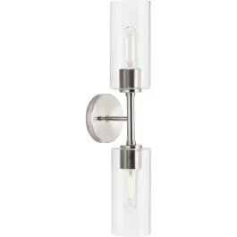 Progress Lighting Cofield 2-Light Wall Sconce - Clear Glass - 120V - Brushed Nickel