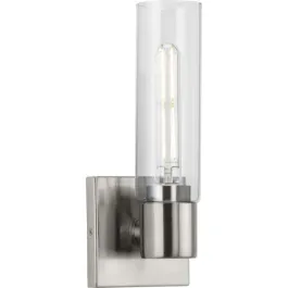 Progress Lighting Clarion 1-Light Bath Vanity Sconce - 120V - Brushed Nickel