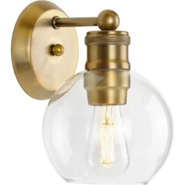 Progress Lighting Hansford 1-Light Bath Vanity Sconce - 120V - Vintage Brass