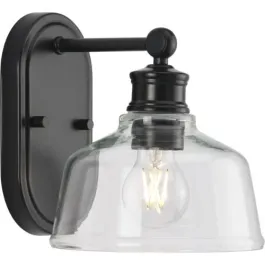 Progress Lighting Singleton 1-Light Bath Vanity Sconce - 120V - Matte Black