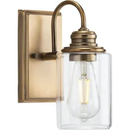 Progress Lighting Aiken 1-Light Bath Vanity Sconce - 120V - Vintage Brass