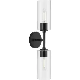 Progress Lighting Cofield 2-Light Wall Sconce - Clear Glass - 120V - Matte Black