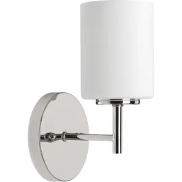 Progress Lighting Replay 1-Light Bath Vanity Sconce - 120V - Polished Nickel