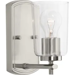 Progress Lighting Adley 1-Light Bath Vanity Sconce - 120V - Brushed Nickel
