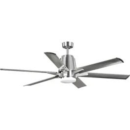 Progress Lighting Arlo 60" 6-Blade Indoor/Outdoor LED Ceiling Fan - 3000K - 120V - Brushed Nickel