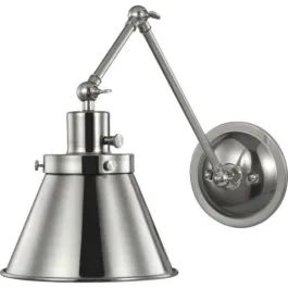 Progress Lighting Hinton 1-Light Swing Arm Wall Sconce - 120V - Metal Shade - Brushed Nickel