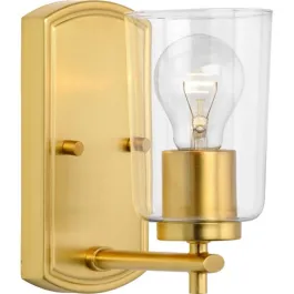 Progress Lighting Adley 1-Light Bath Vanity Sconce - 120V - Satin Brass