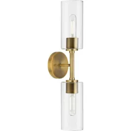 Progress Lighting Cofield 2-Light Wall Sconce - Clear Glass - 120V - Vintage Brass