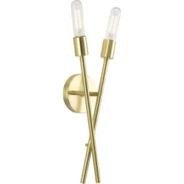 Progress Lighting Astra 2-Light Wall Sconce - 120V - Satin Brass