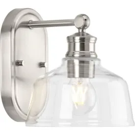 Progress Lighting Singleton 1-Light Bath Vanity Sconce - 120V - Brushed Nickel