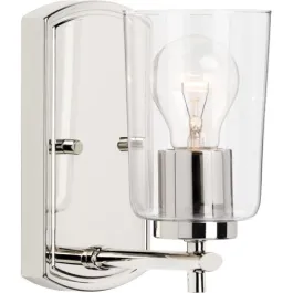 Progress Lighting Adley 1-Light Bath Vanity Sconce - 120V - Polished Nickel