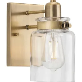Progress Lighting Calhoun 1-Light Bath Vanity Sconce - 120V - Vintage Brass