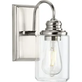 Progress Lighting Aiken 1-Light Bath Vanity Sconce - 120V - Brushed Nickel