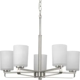 Progress Lighting League 5-Light Chandelier - 120V - Brushed Nickel
