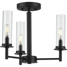 Progress Lighting Kellwyn 3-Light Chandelier - 120V - Matte Black