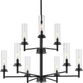 Progress Lighting Kellwyn 9-Light Chandelier - 120V - Matte Black
