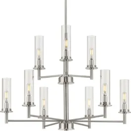 Progress Lighting Kellwyn 9-Light Chandelier - 120V - Brushed Nickel