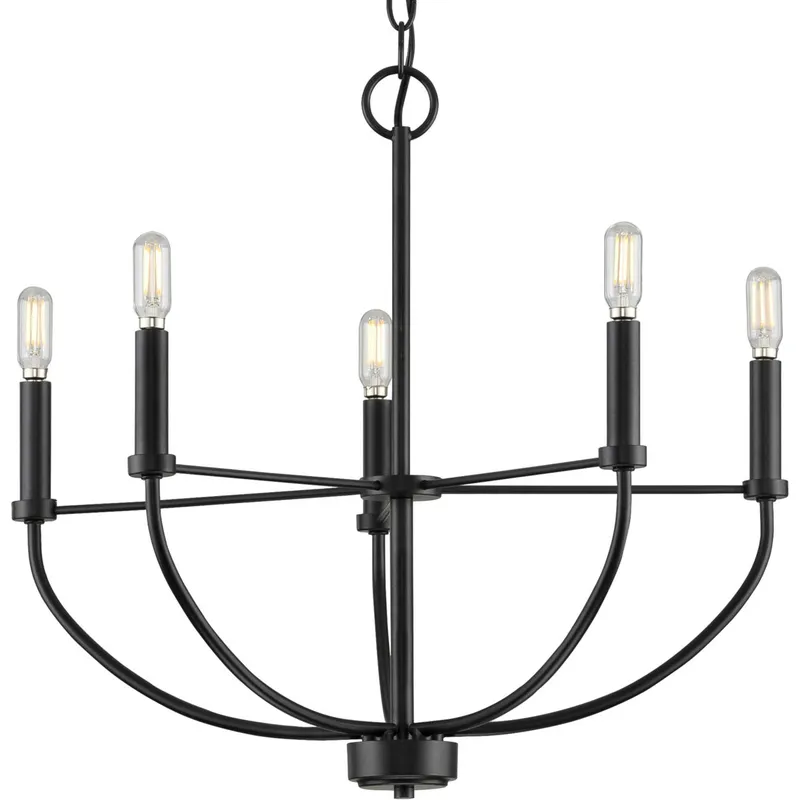 Leyden 5 Light 22.38 inch Matte Black Chandelier Ceiling Light