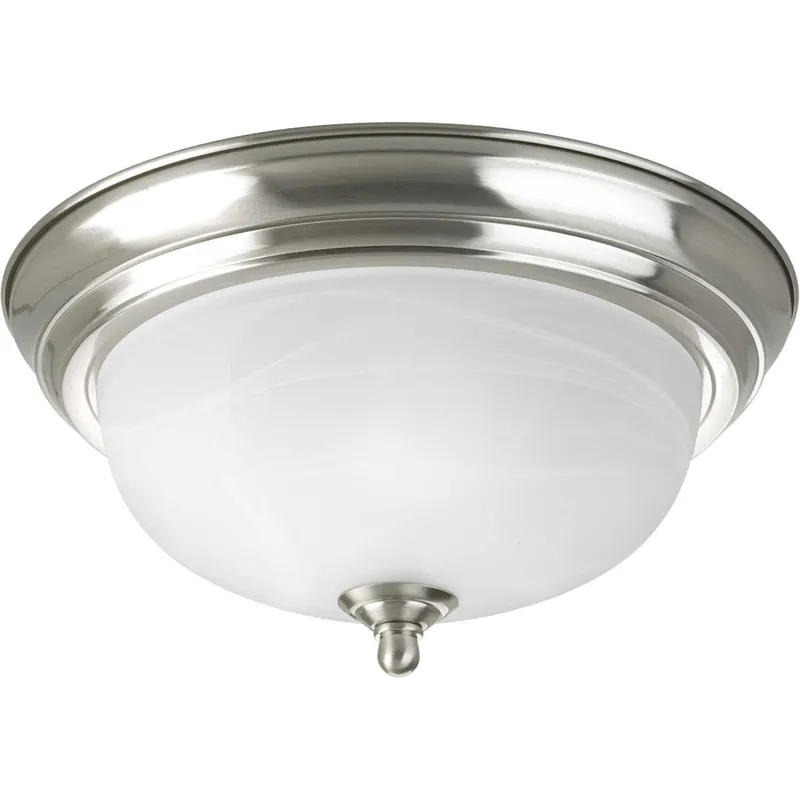 Dome Glass CTC 1 Light 11.38 inch Brushed Nickel Flush Mount Ceiling Light in Alabaster Glass