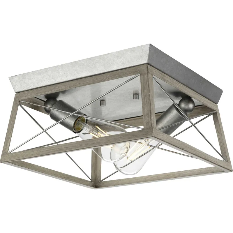 Briarwood 2 Light 12 inch Galvanized Flush Mount Ceiling Light