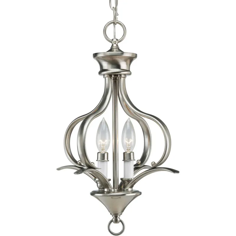 Trinity 2 Light 12 inch Brushed Nickel Foyer Pendant Ceiling Light