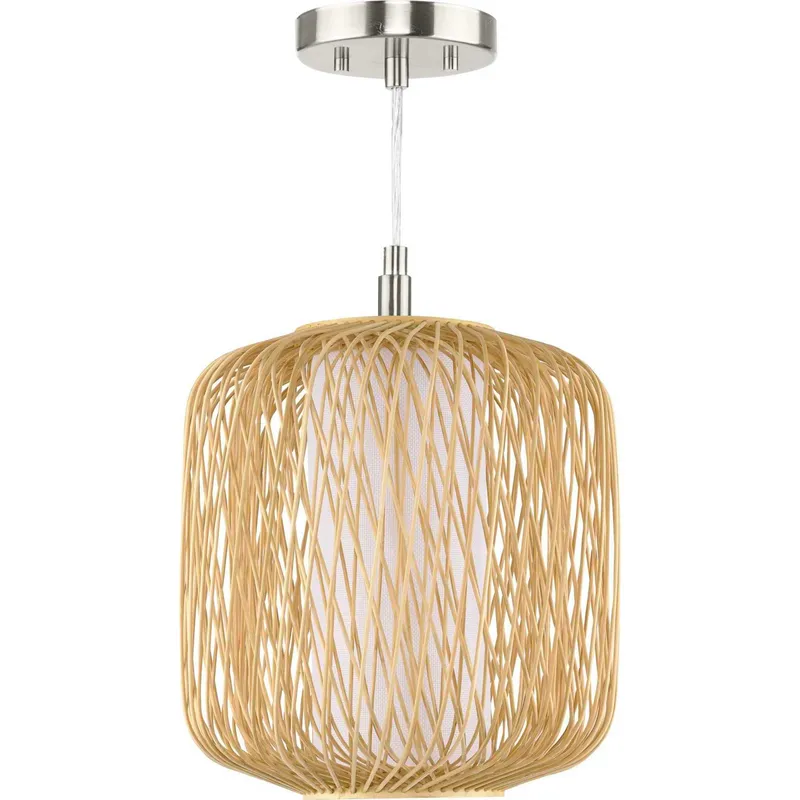 Cordova 1 Light 10 inch Natural Rattan Mini Pendant Ceiling Light, Design Series