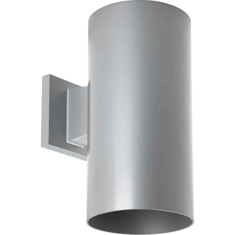 Cylinder Outdoor Wall Cylinder in Metallic Grey, LED Lamping, Progress LED