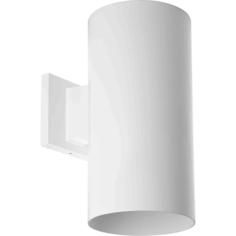 Cylinder Outdoor Wall Cylinder in White, LED Lamping, Progress LED