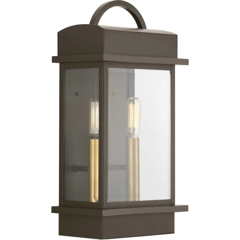 Santee 2 Light 15 inch Antique Bronze Outdoor Wall Lantern, Medium, Design Series