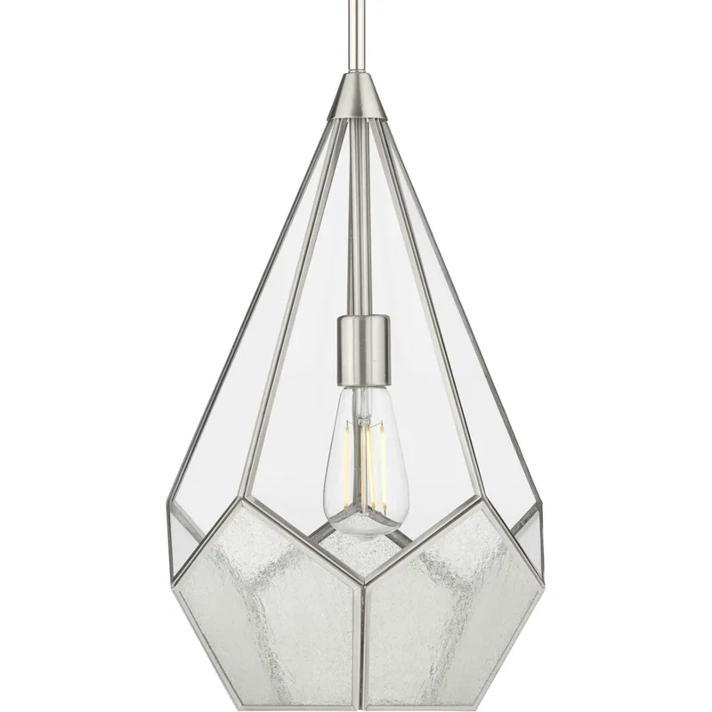 Cinq 1 Light 12 inch Brushed Nickel Pendant Ceiling Light, Design Series