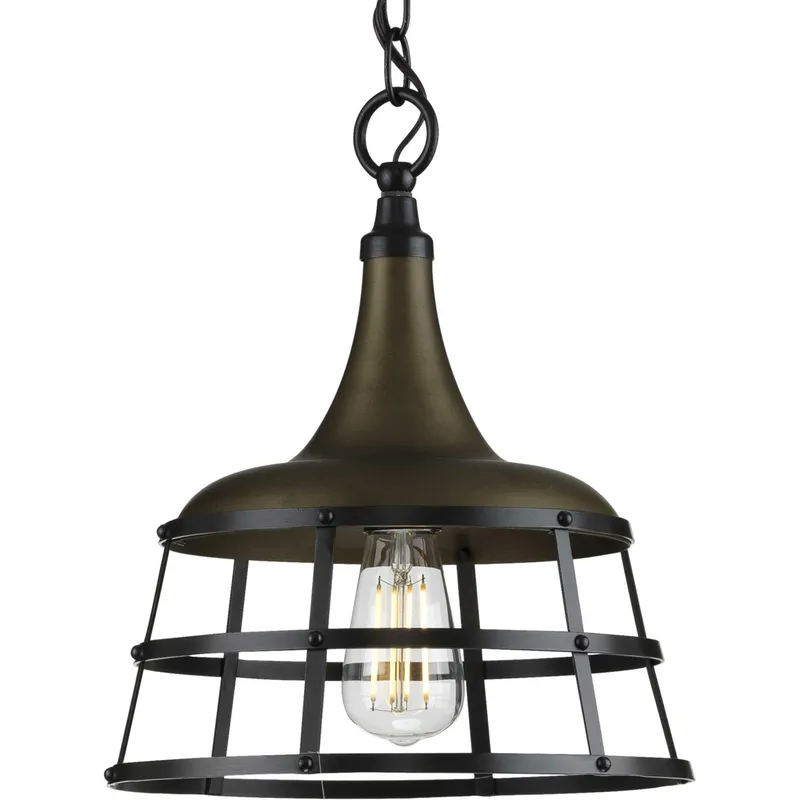 Bastille 1 Light 12 inch Aged Brass Pendant Ceiling Light