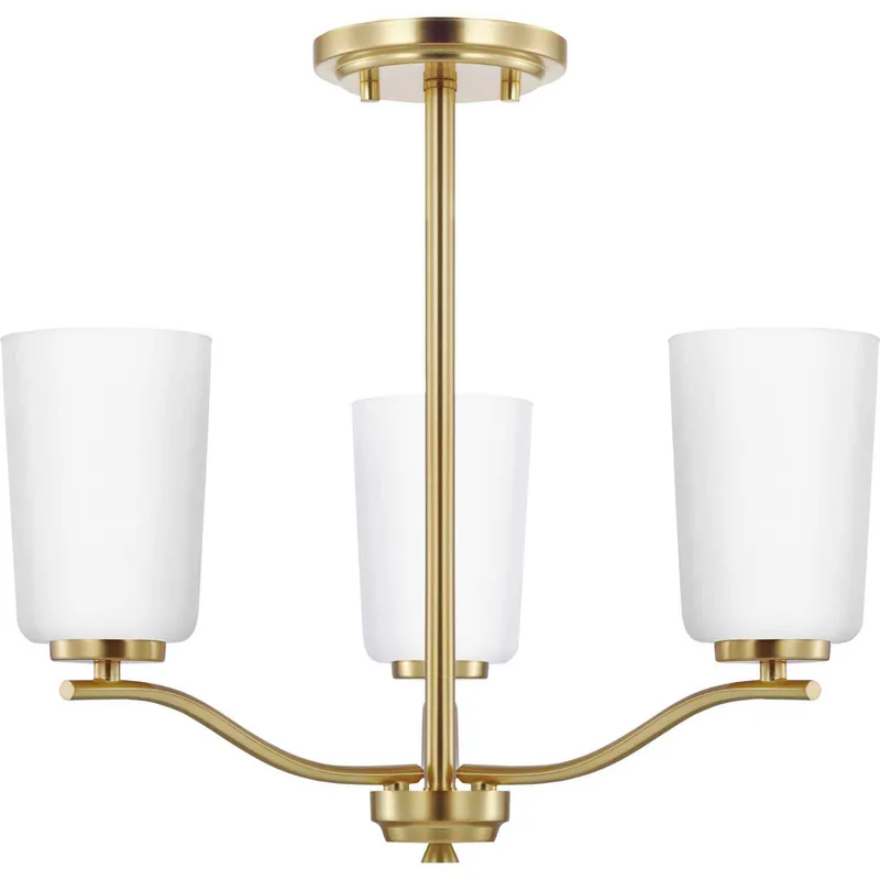 Adley 3 Light 18.12 inch Satin Brass Semi-Flush Convertible Light Ceiling Light