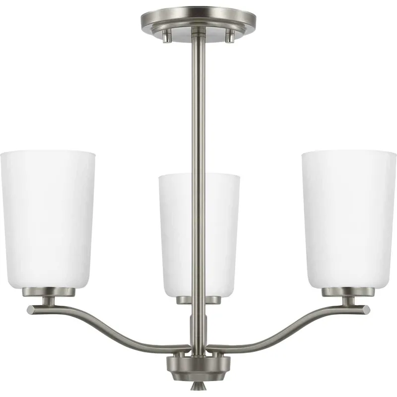 Adley 3 Light 18.12 inch Brushed Nickel Semi-Flush Convertible Light Ceiling Light