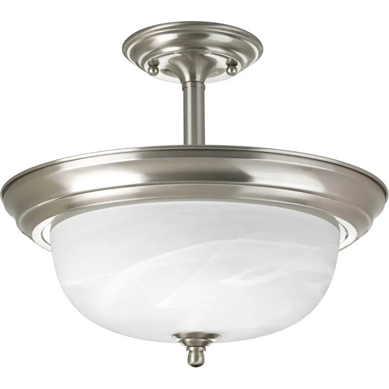 Dome Glass CTC 2 Light 13.19 inch Brushed Nickel Semi-Flush Mount Convertible Ceiling Light