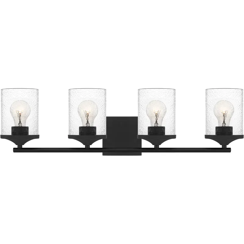Abner 4 Light 28 inch Matte Black Bath Light Wall Light