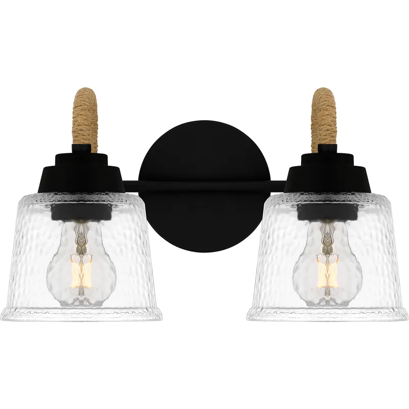 Seabreeze 2 Light 14.5 inch Matte Black Bath Light Wall Light, Medium