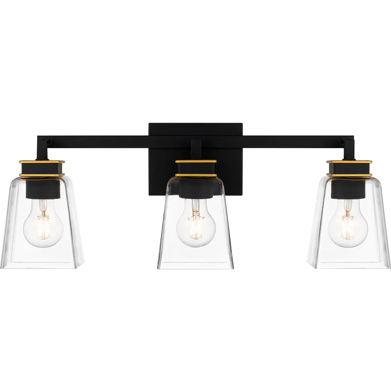 Almany 3 Light 23 inch Matte Black Bath Light Wall Light, Large