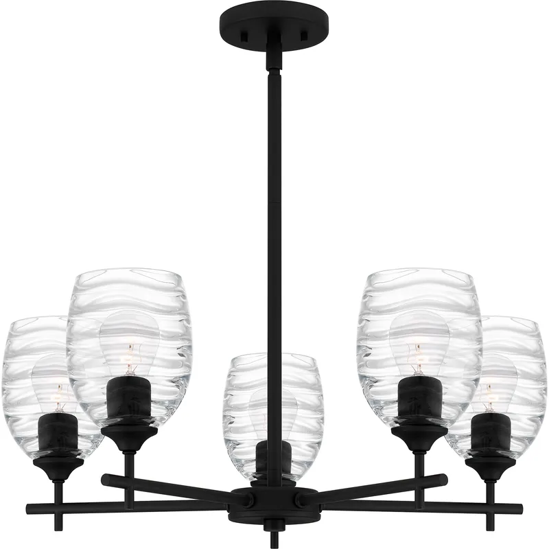 Lucy 5 Light 25 inch Matte Black Chandelier Ceiling Light