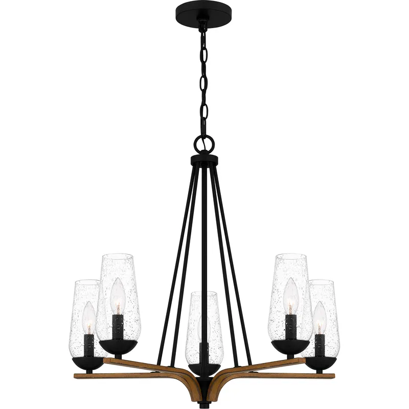 Rochester 5 Light 25 inch Matte Black Chandelier Ceiling Light
