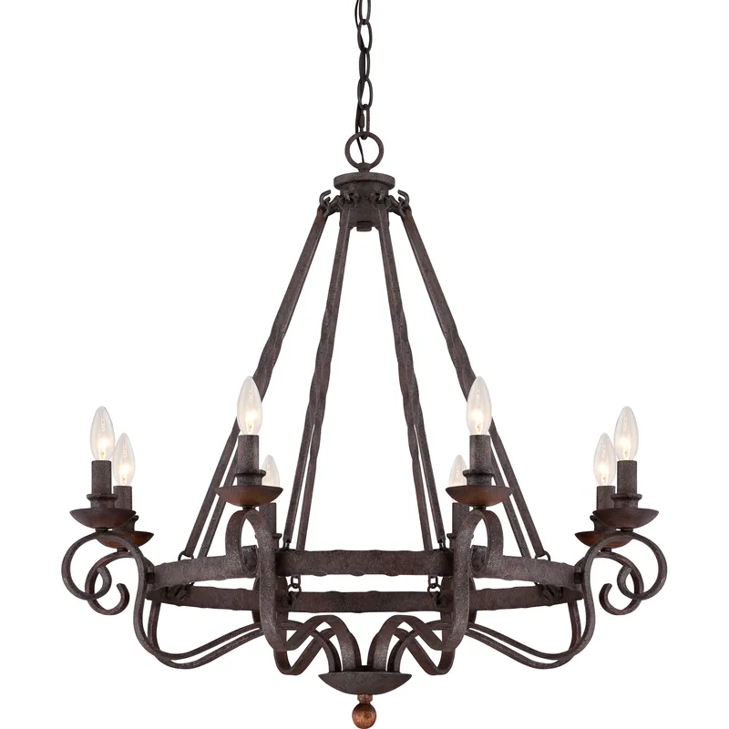 Noble 8 Light 32 inch Rustic Black Chandelier Ceiling Light