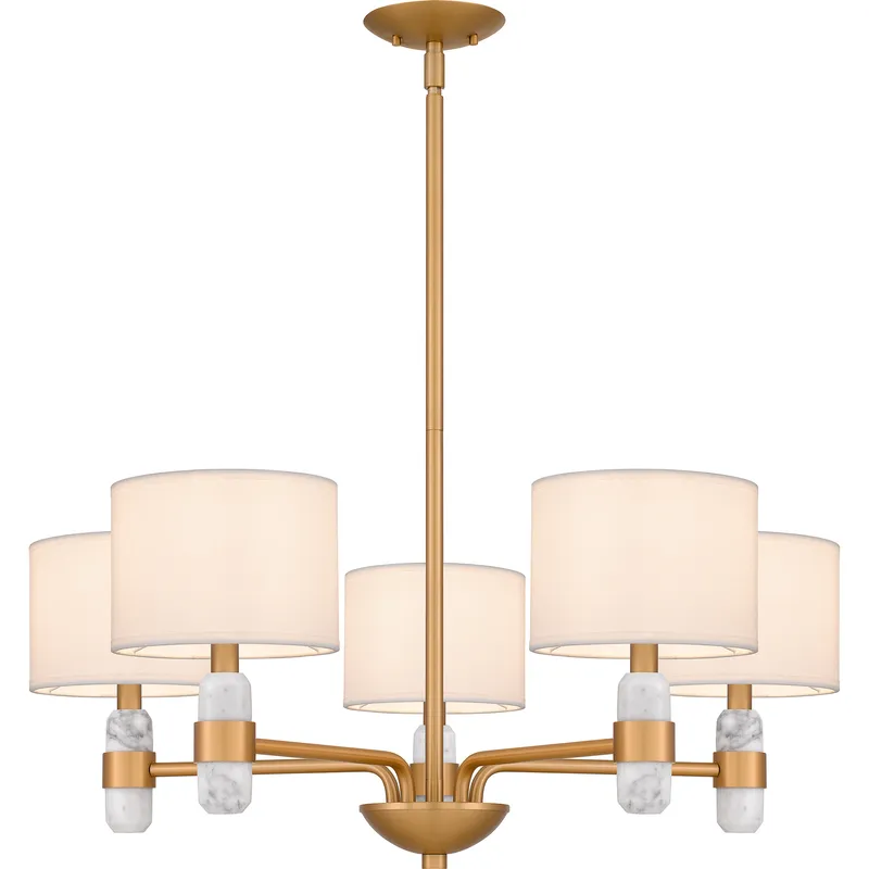 Kimberly 5 Light 30 inch Brushed Weathered Brass Chandelier Ceiling Light