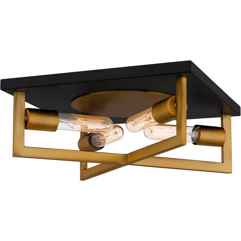 Brunson 4 Light 14 inch Aged Brass Flush Mount Ceiling Light