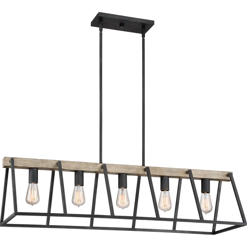 Brockton 5 Light 42 inch Grey Ash Island Chandelier Ceiling Light