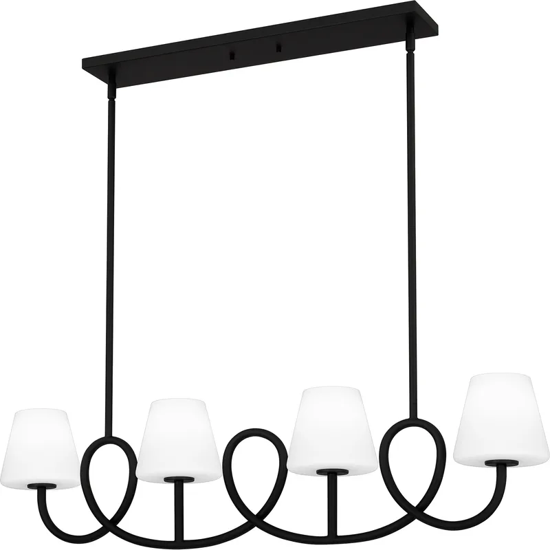 Atkins 4 Light 40 inch Matte Black Island Light Ceiling Light, Medium