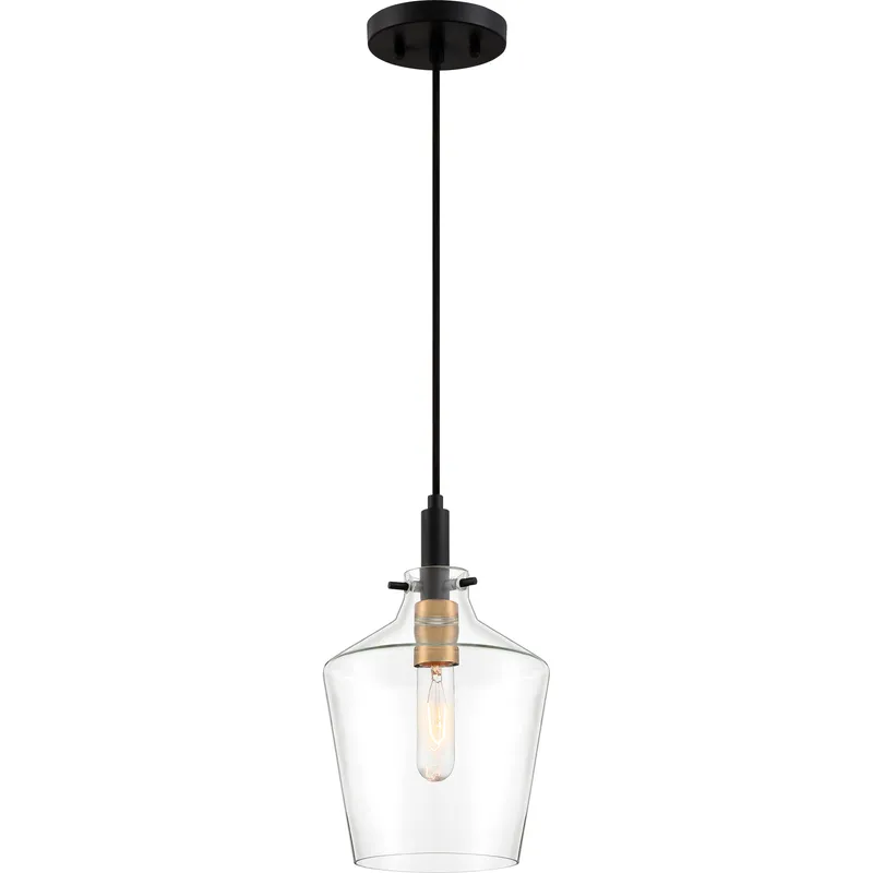 June 1 Light 8 inch Earth Black Mini Pendant Ceiling Light