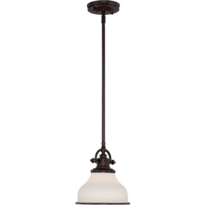 Grant 1 Light 8 inch Palladian Bronze Mini Pendant Ceiling Light in Opal Etched Glass