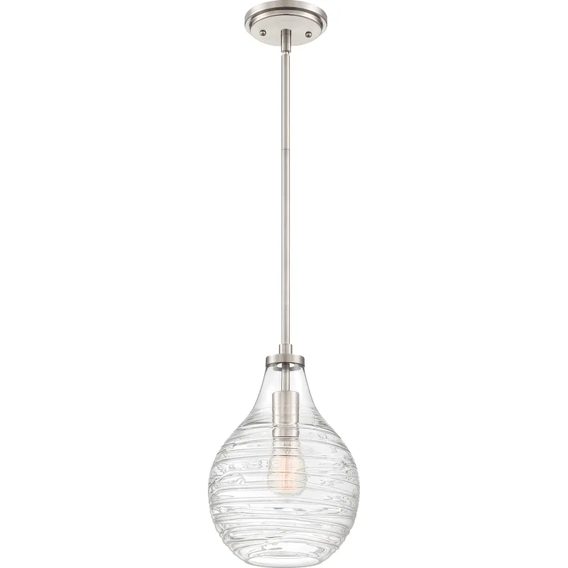 Genie 1 Light 8.75 inch Brushed Nickel Mini Pendant Ceiling Light